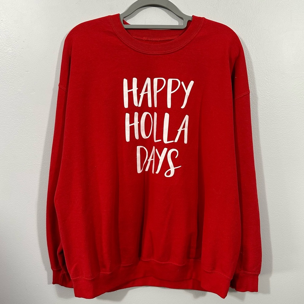 Unisex Happy Holla Days Christmas Crewneck Sweatshirt Size XL